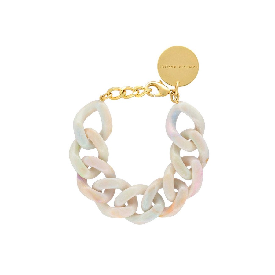 Vanessa Baroni Armband Flat Chain, Beige Multi, Vergoldet | Armb Nder