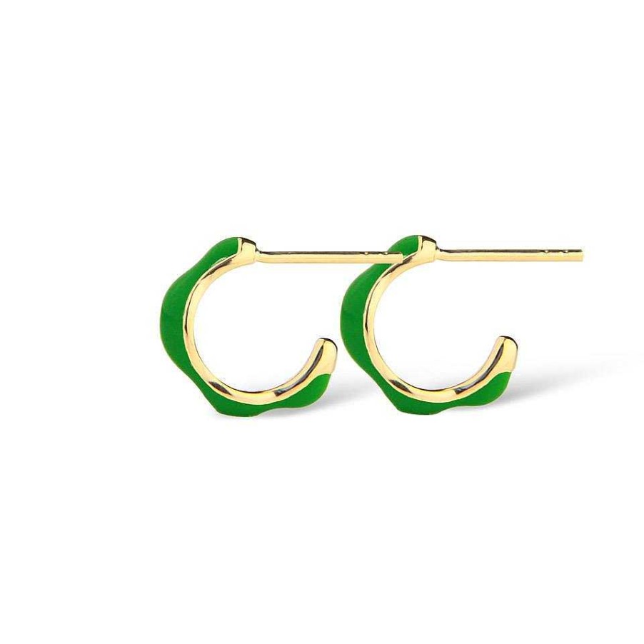 Jeberg Jewellery Creolen Balance Enamel Green Hoops, Vergoldet | Ohrringe