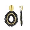 LOTT.gioielli Ohrringe Vere Open Drop 3 Rings, Black, L, Vergoldet | Ohrringe