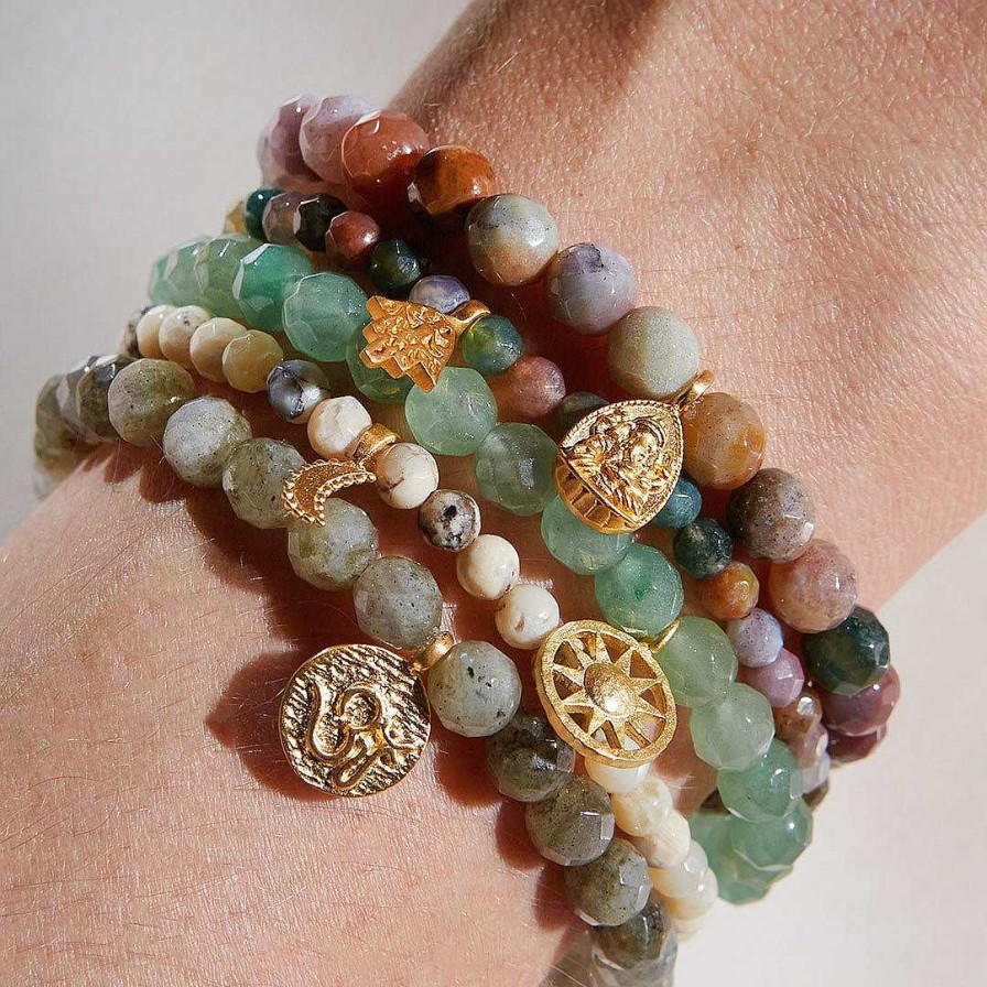 Satya Jewelry Armband Ganesha Hindu God, Well-Being Fancy Jasper, Vergoldet | Armb Nder