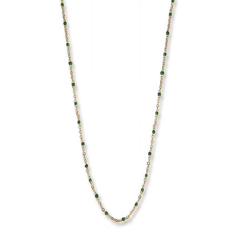 Jeberg Jewellery Kette Ivy Beaded Green, Vergoldet | Ketten