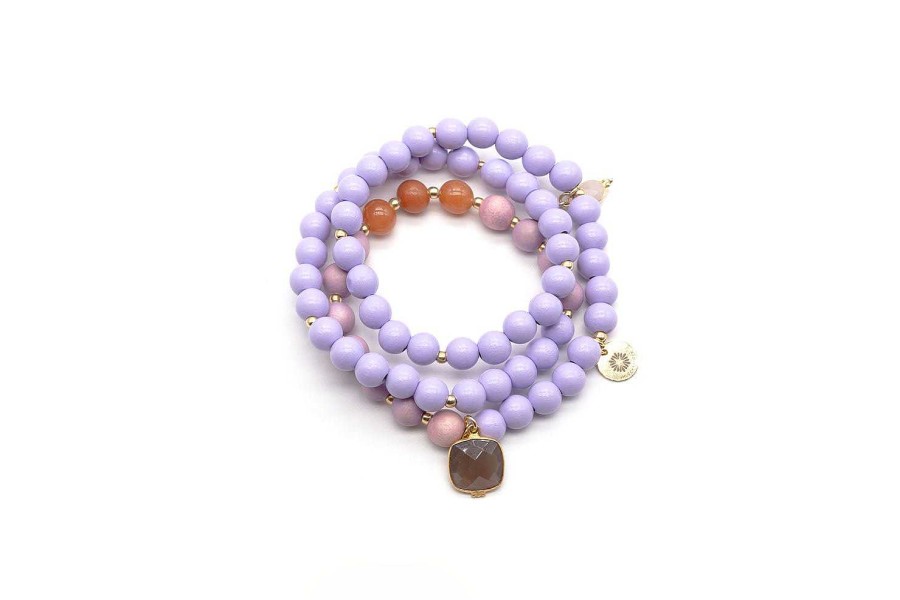 Schmückstück Armband Mala Triple Bloom, Vergoldet | Armb Nder