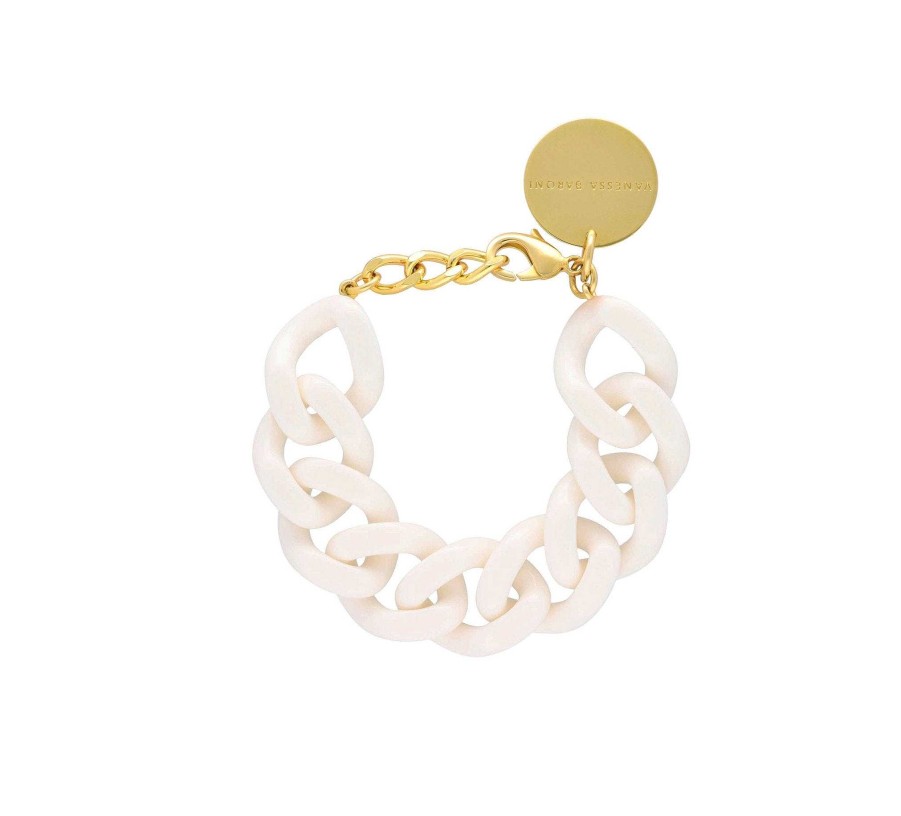 Vanessa Baroni Armband Flat Chain, Off-White, Vergoldet | Armb Nder