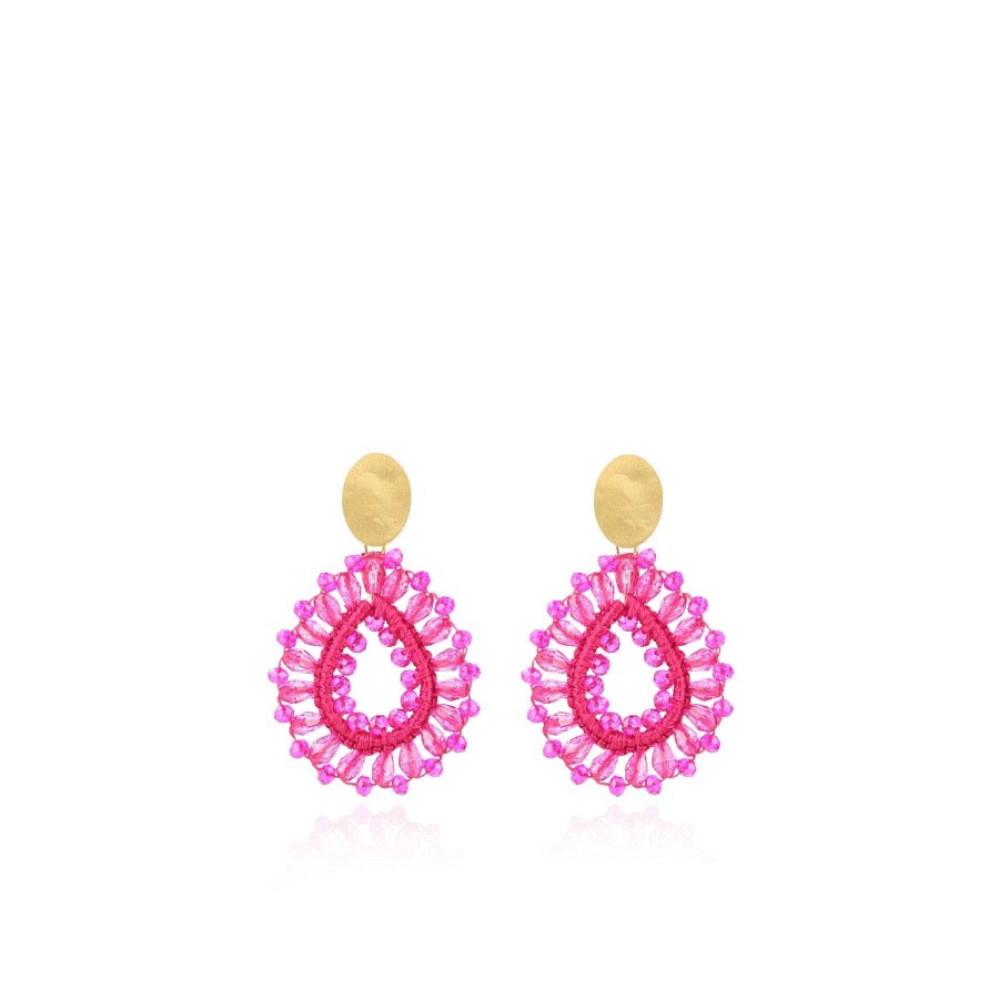 LOTT.gioielli Ohrringe Silk Drop, Fuchsia, S, Stecker, Vergoldet | Ohrringe