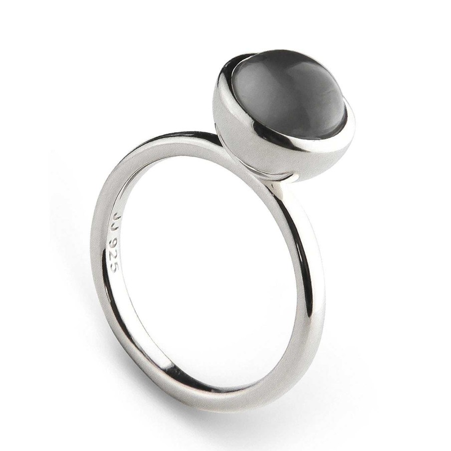 Jeberg Jewellery Ring Graceful Cabochon, Grey, Silber | Ringe