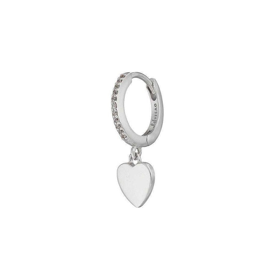 Leaf Single Creole Heart Mit Zirkonia, Silber | Ohrringe