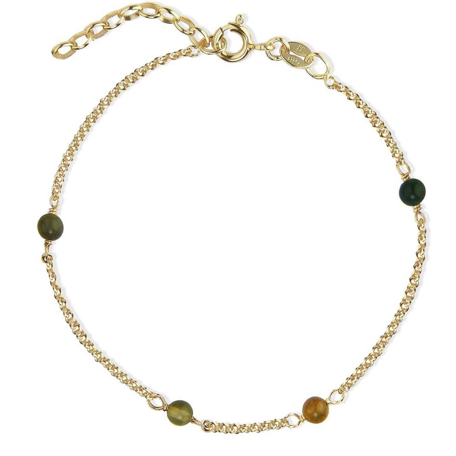 Jeberg Jewellery Armband Love Eye - Green Mix, Vergoldet | Armb Nder