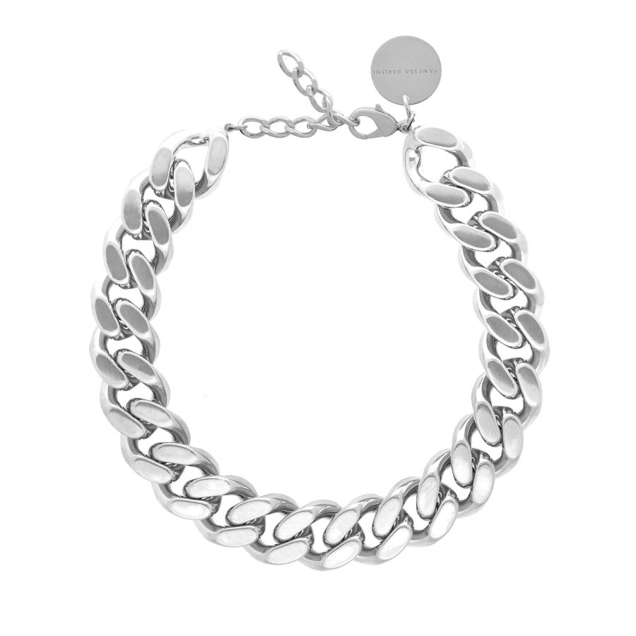 Vanessa Baroni Kette Flat Chain, Silver, Versilbert | Ketten