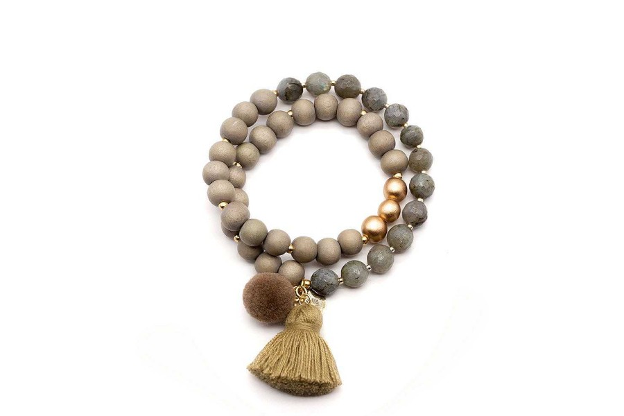 Schmückstück Armband Mala Twin Salvia, Vergoldet | Armb Nder