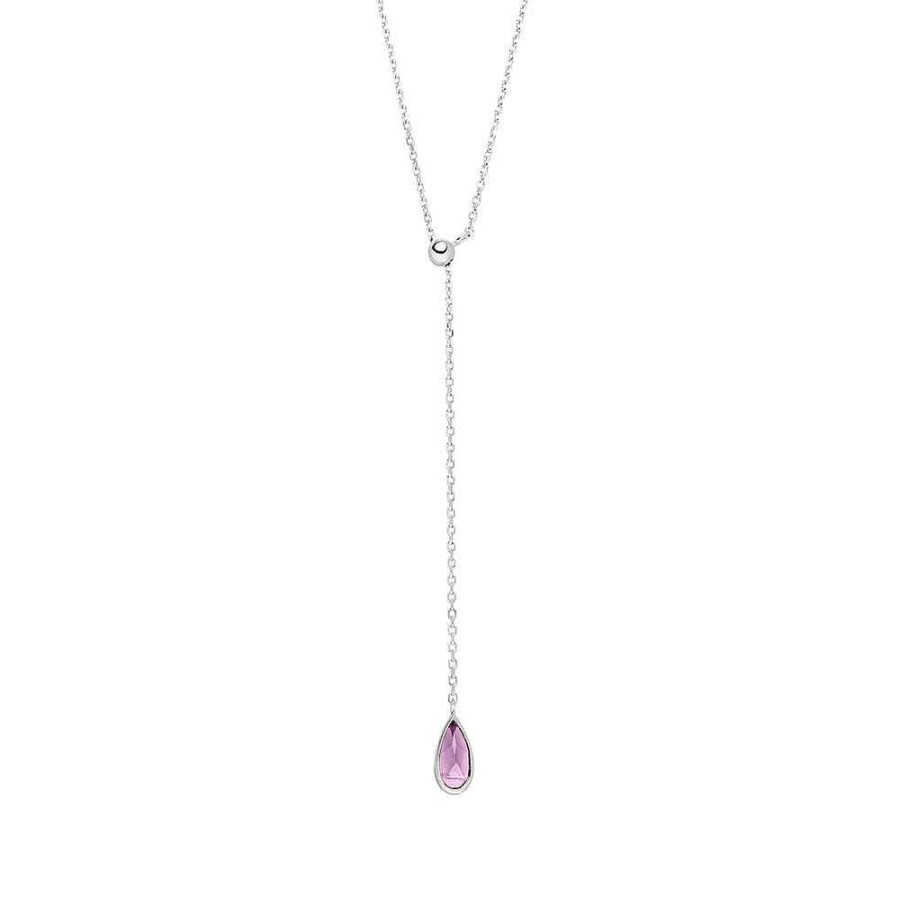 Leaf Kette Y-Gem Drop, Amethyst, Silber | Ketten