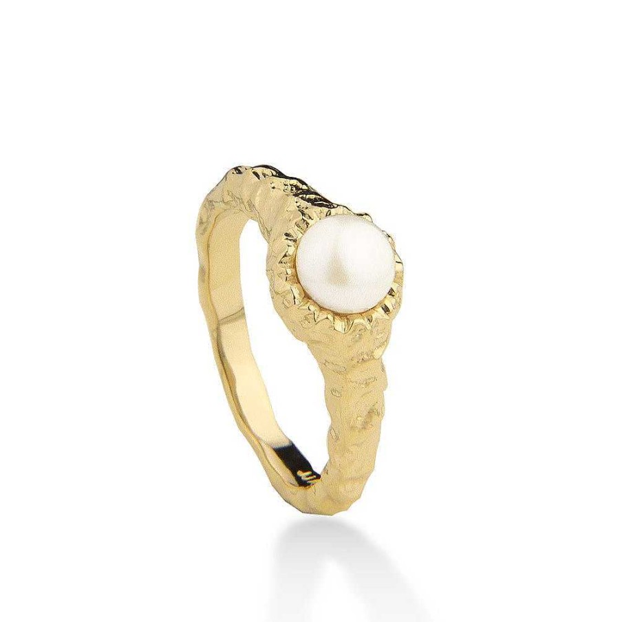 Jeberg Jewellery Ring I Am Gold Pearl Ring, Vergoldet | Ringe