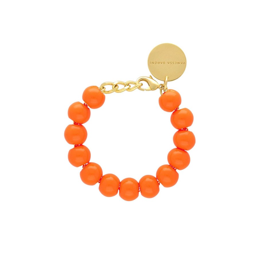 Vanessa Baroni Armband Mini Beads, Neon Orange, Vergoldet | Armb Nder