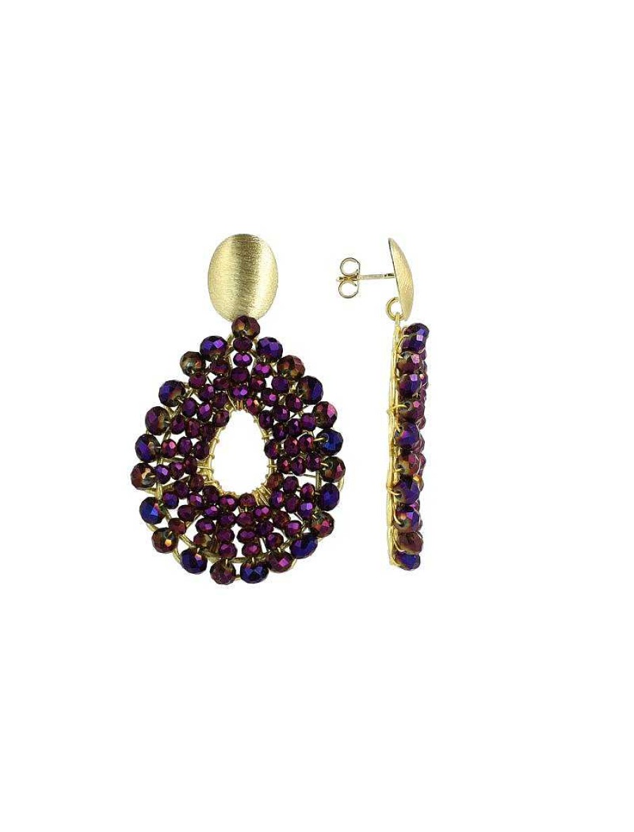 LOTT.gioielli Ohrringe Babs Open Drop, Metallic Purple, S, Vergoldet | Ohrringe