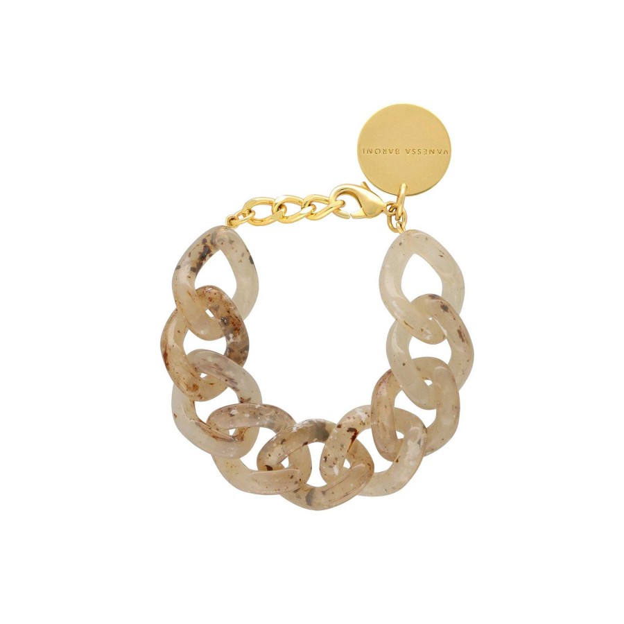 Vanessa Baroni Armband Flat Chain, Light Bernstein, Vergoldet | Armb Nder