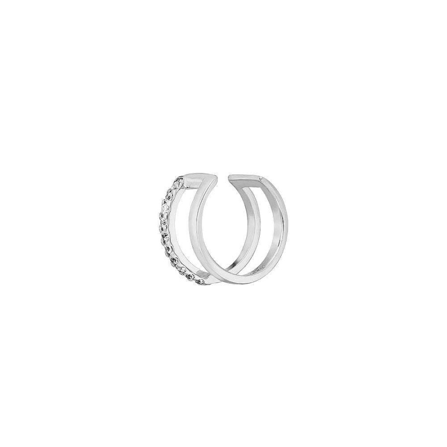 Leaf Earcuff Double Line Zirkonia, Silber | Ohrringe