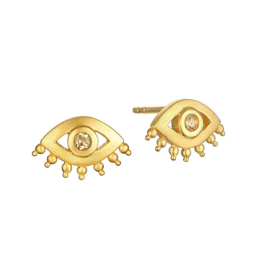 Satya Jewelry Ohrstecker Personal Power Evil Eye Citrine, Vergoldet | Ohrringe