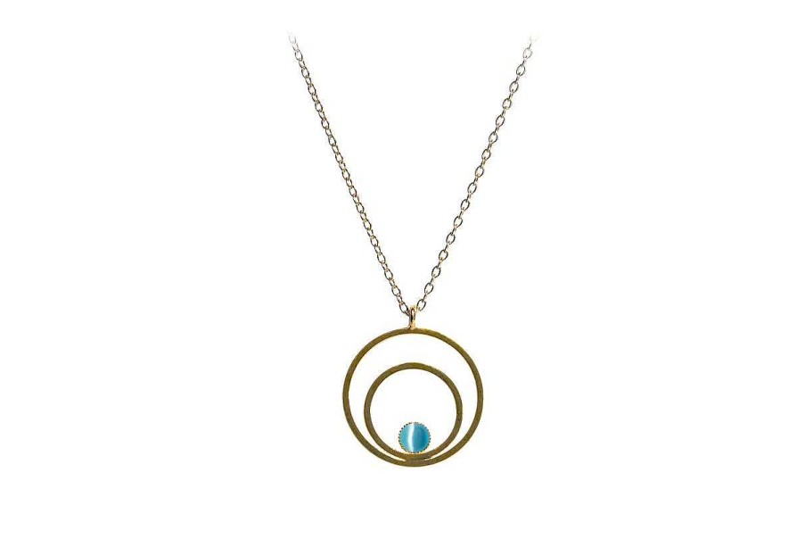 Raspe Kette Circle Klein, Aquamarine, Vergoldet | Ketten