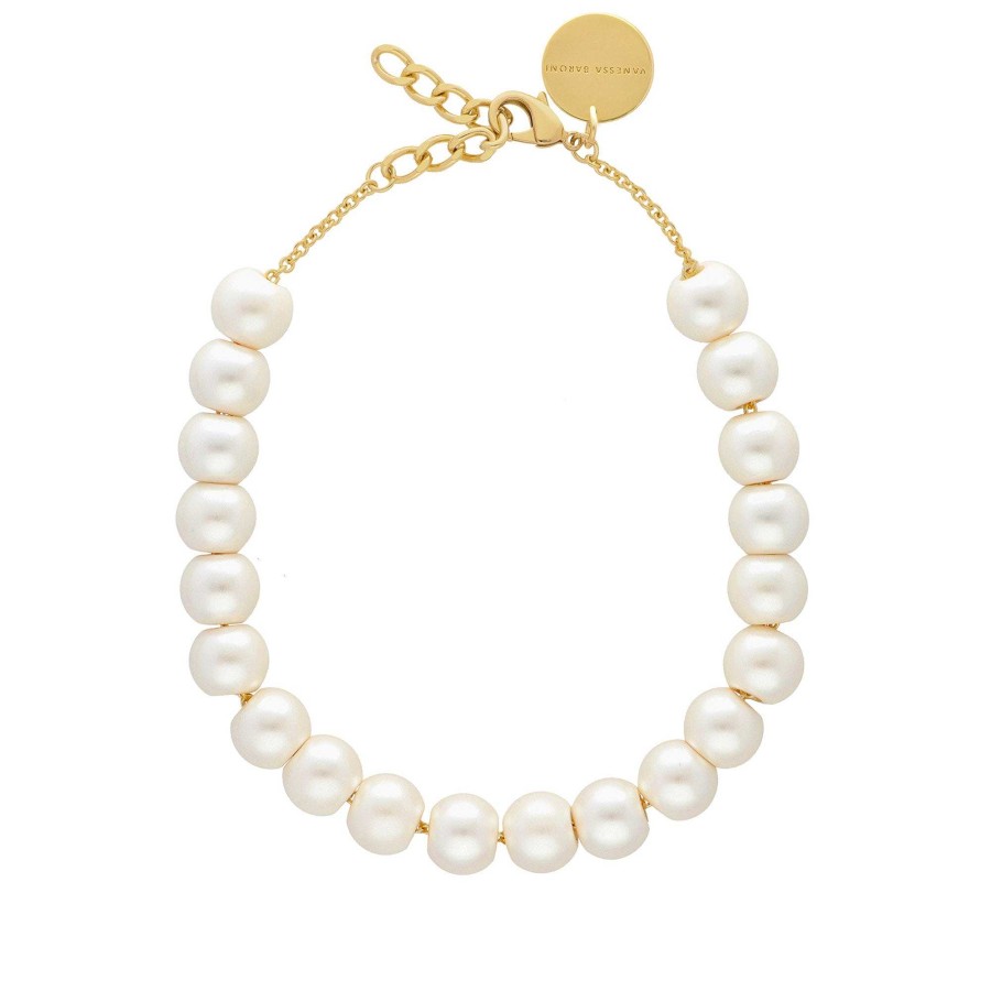 Vanessa Baroni Kette Small Beads Short, Pearl, Vergoldet | Ketten