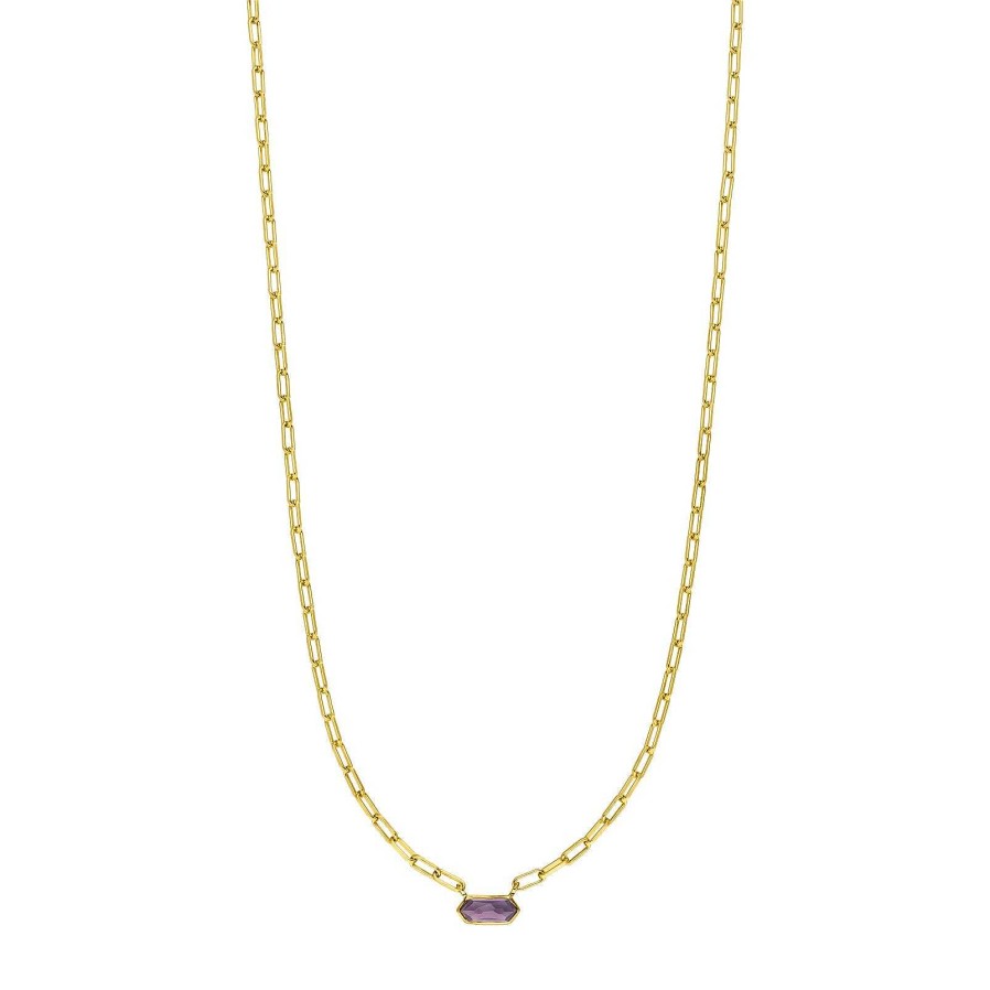 Leaf Kette Cube, Amethyst, Vergoldet | Ketten