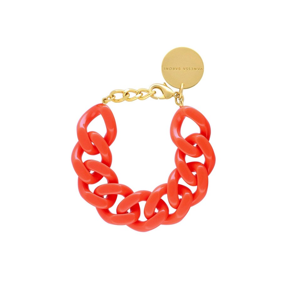 Vanessa Baroni Armband Flat Chain, Orange, Vergoldet | Armb Nder