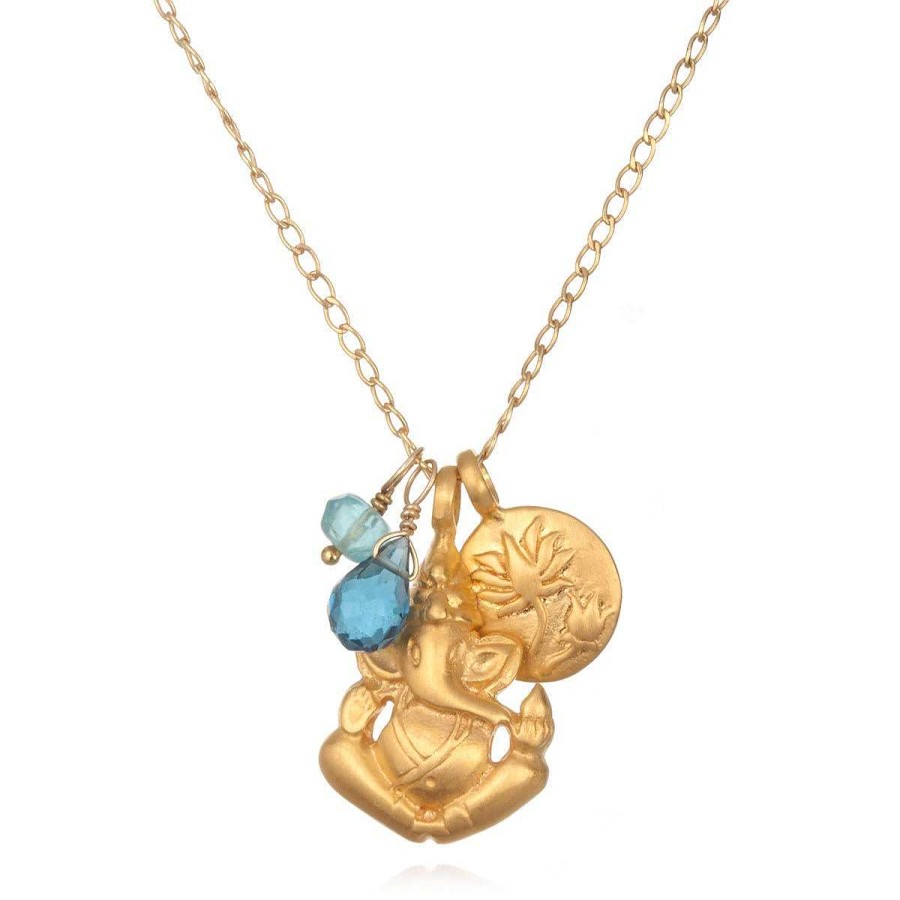 Satya Jewelry Kette Ganesha Hindu God, Blue Topaz, Vergoldet | Ketten