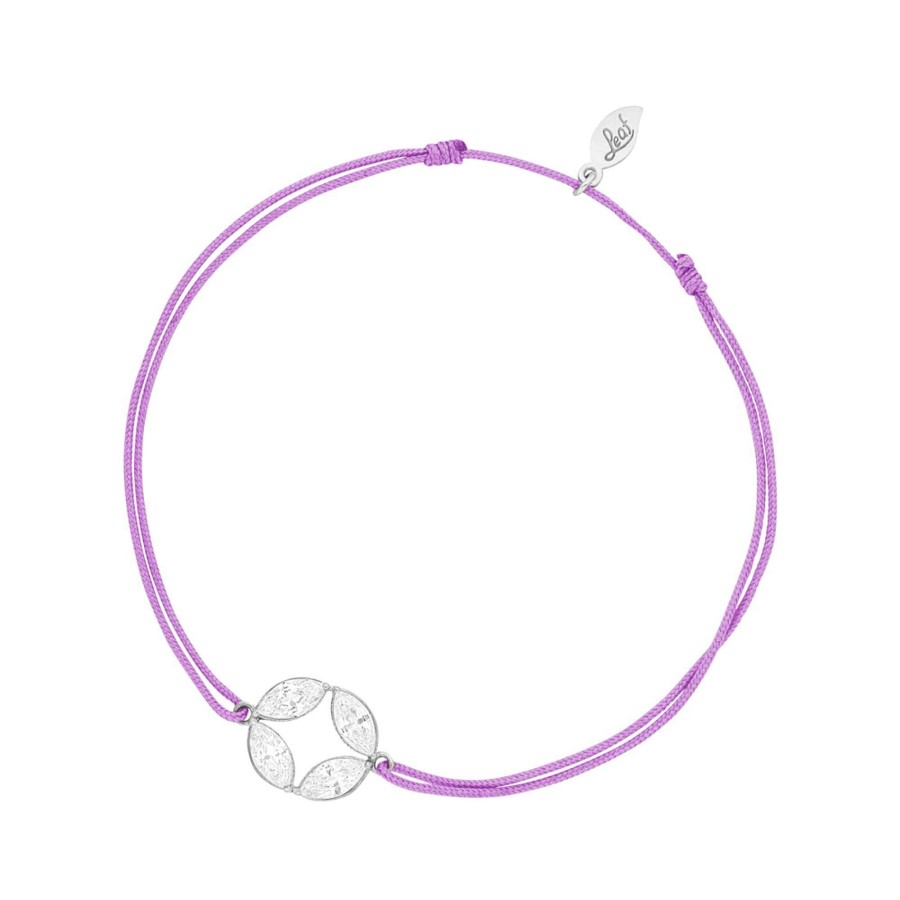 Leaf Armband Round Flower, Violett, Silber | Armb Nder