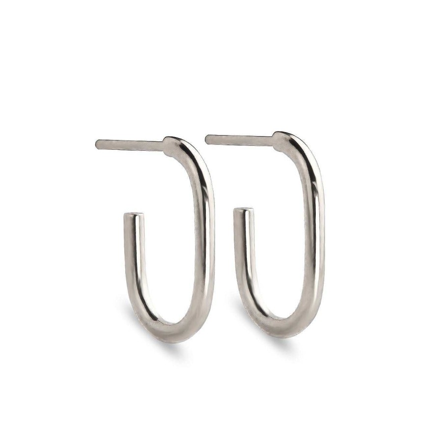 Jeberg Jewellery Ohrringe Oval Hoop, Silber | Ohrringe