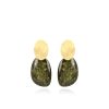 LOTT.gioielli Ohrringe Asymmetric Oval L Marble Dark Green, Vergoldet-Copy | Ohrringe