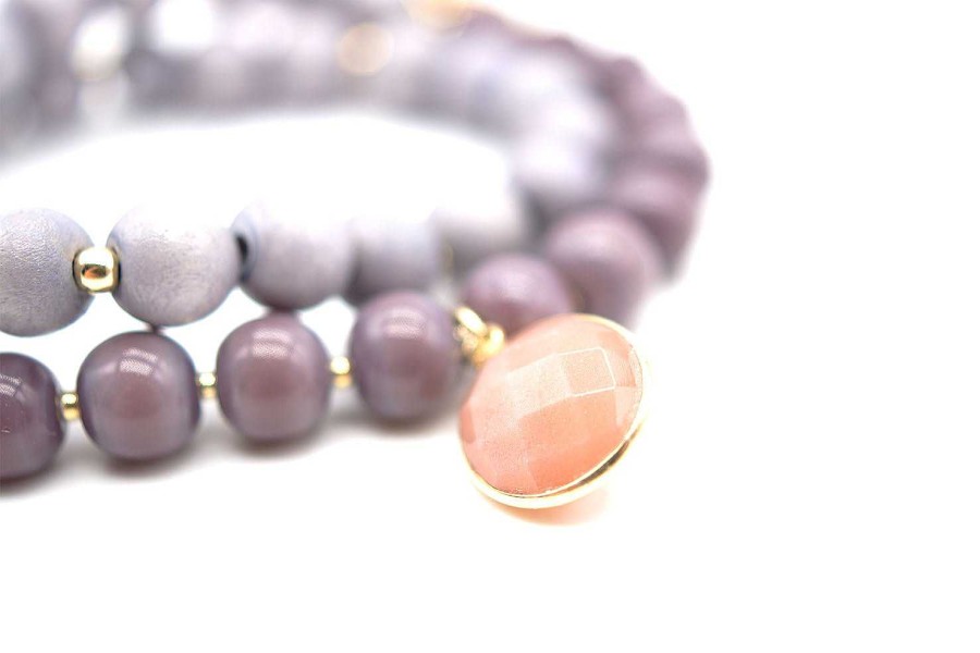 Schmückstück Armband Mala Twin Wilde Mauve, Vergoldet | Armb Nder