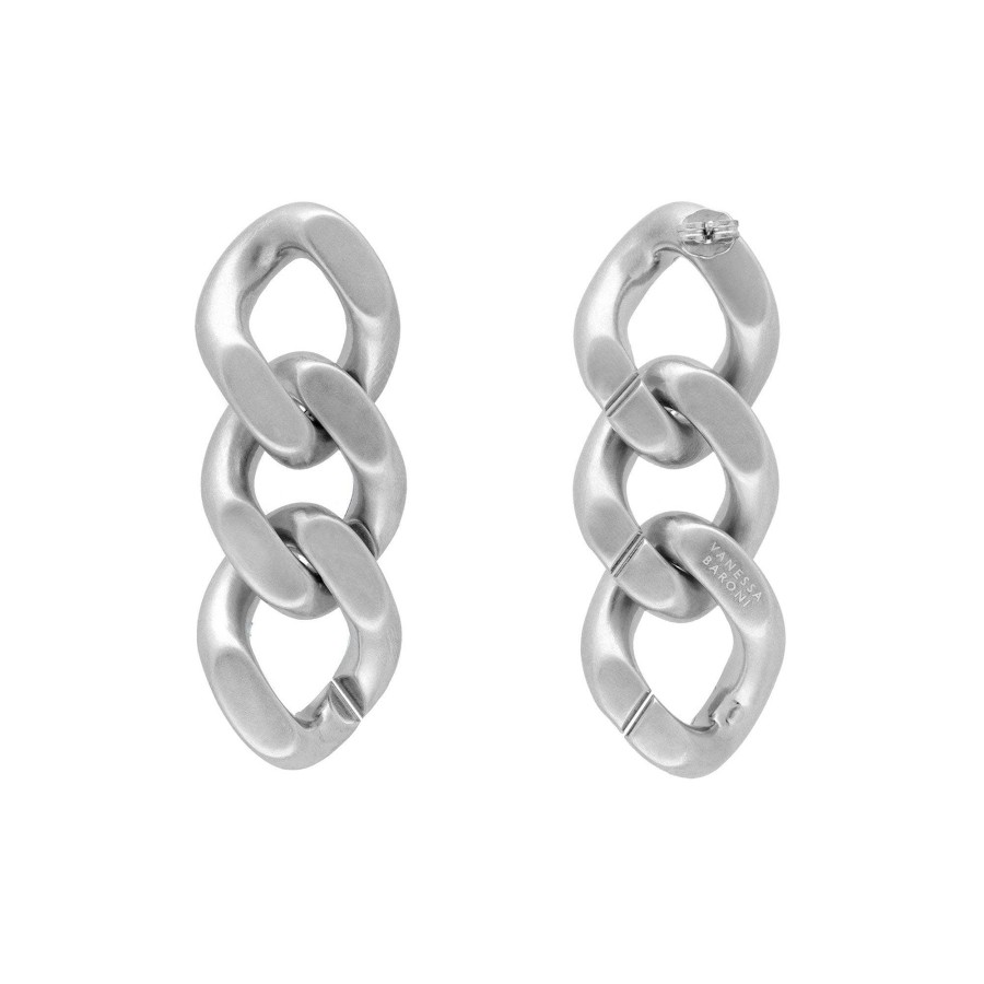 Vanessa Baroni Ohrringe New Flat Chain, Silver Vintage, Versilbert | Ohrringe