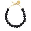 Vanessa Baroni Kette Small Beads Short, Matt Black, Vergoldet | Ketten