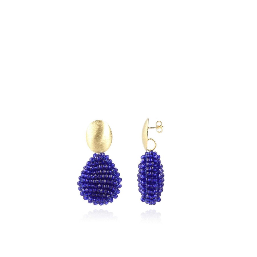 LOTT.gioielli Ohrringe Hollowed Drop, Royal Blue, S, Vergoldet | Ohrringe