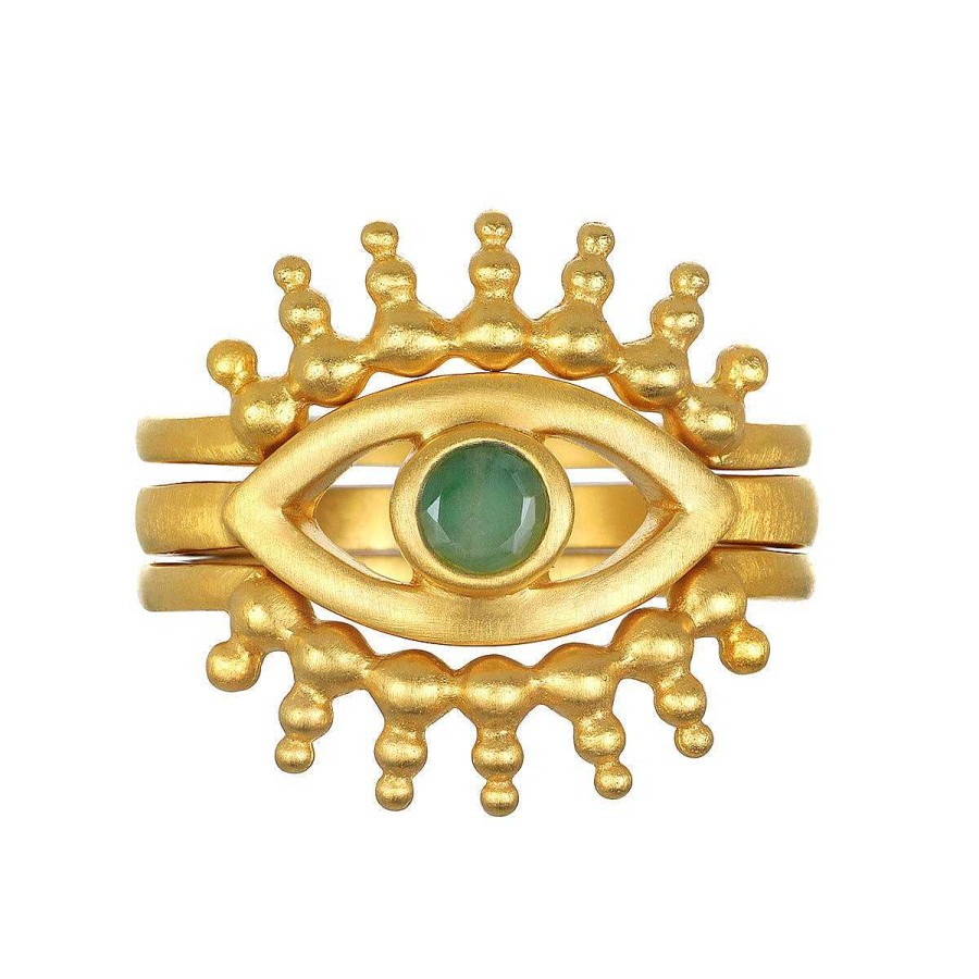 Satya Jewelry Ring Set Shed A Light Evil Eye, Vergoldet | Ringe