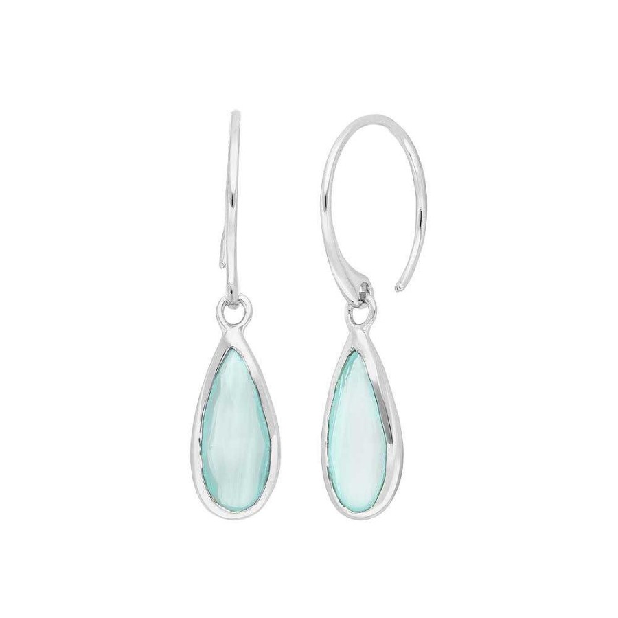 Leaf Ohrringe Gem Drop, Aqua Chalzedon, Silber | Ohrringe