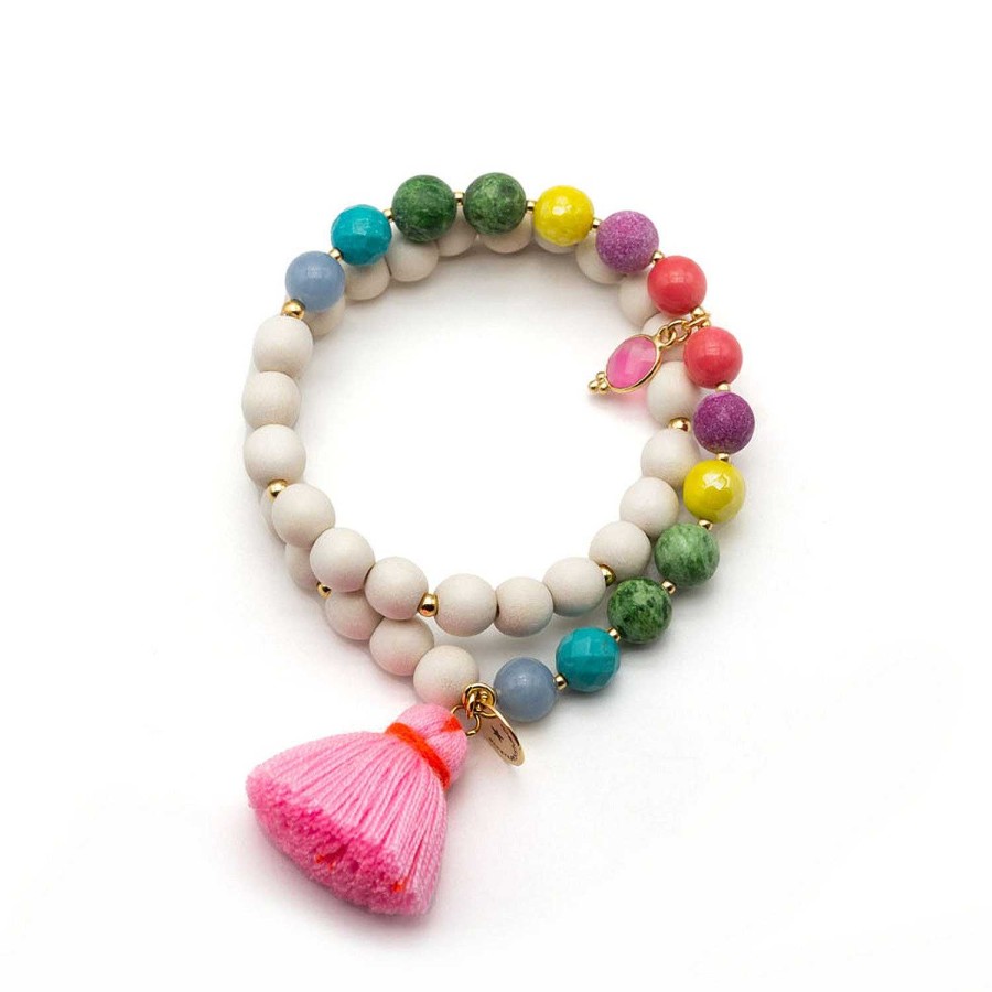 Schmückstück Armband Mala Twin Jelly Bean, Vergoldet | Armb Nder